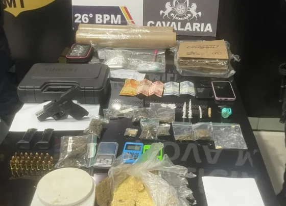 Mulher é presa em Nova Mutum com arma e entorpecentes
