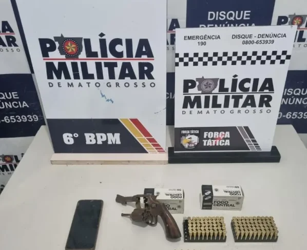 Porte ilegal de arma de fogo em Cáceres: PM prende suspeito