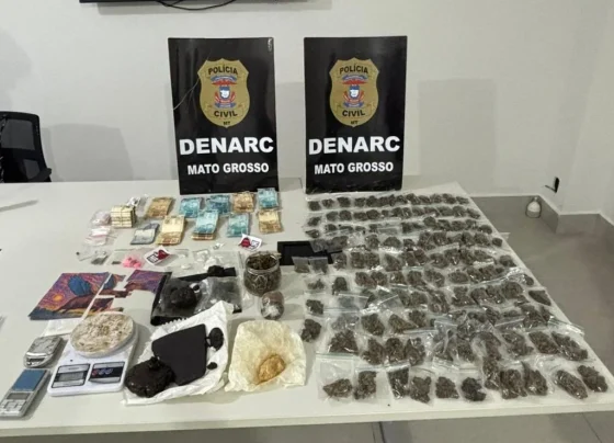 Drogas apreendidas em operação contra o tráfico em cuiabá