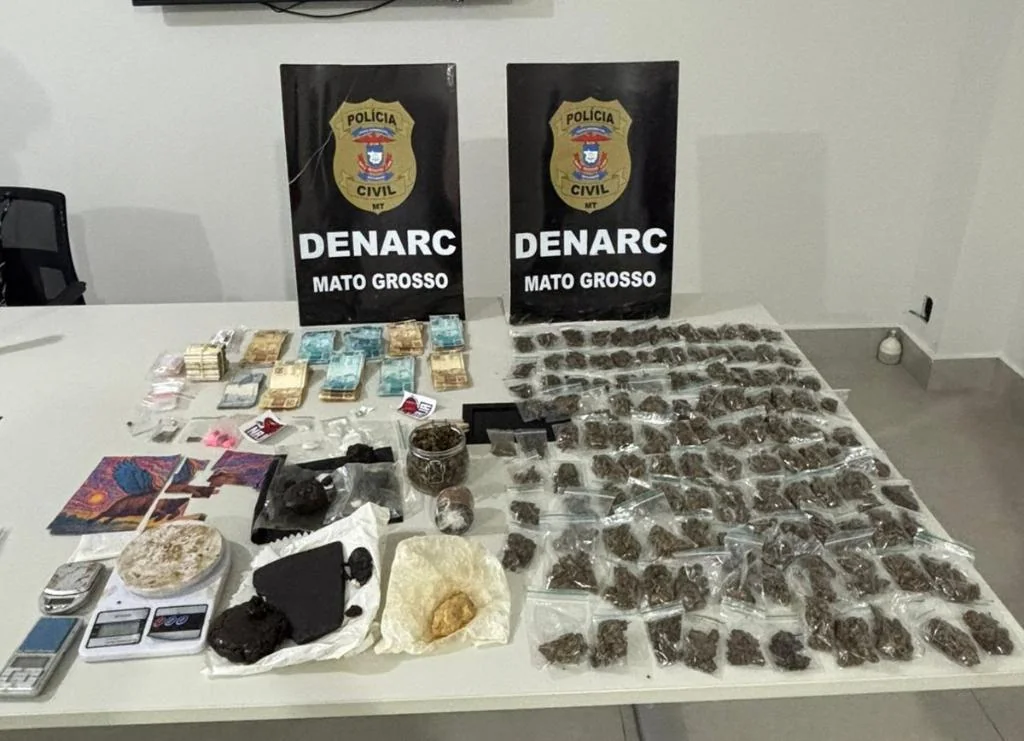 Drogas apreendidas em operação contra o tráfico em cuiabá