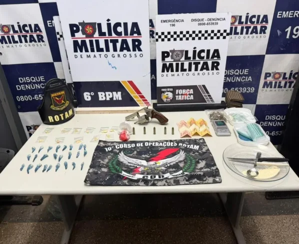 Rotam prende homem com revólver e drogas em Cáceres