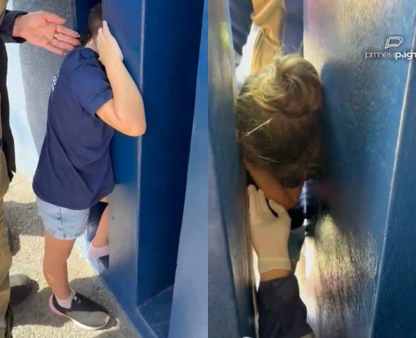 Criança de 4 anos ficou com cabeça presa em vigas de concreto durante brincadeira em escola. - Foto: Corpo de Bombeiros