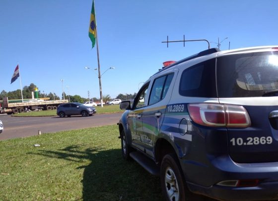 Viatura da Polícia Militar na fronteira, em Ponta Porã. (Foto: Divulgação/PMMS)