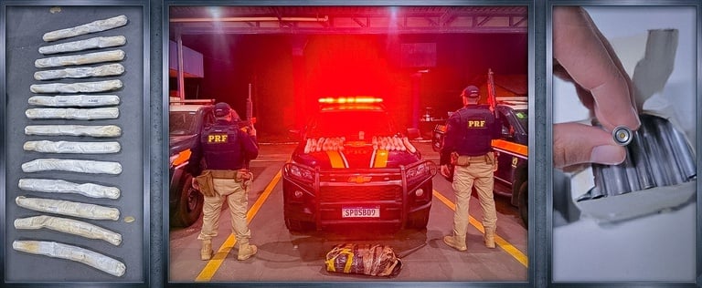 PRF apreende material explosivo transportado em ônibus de passageiros na BR