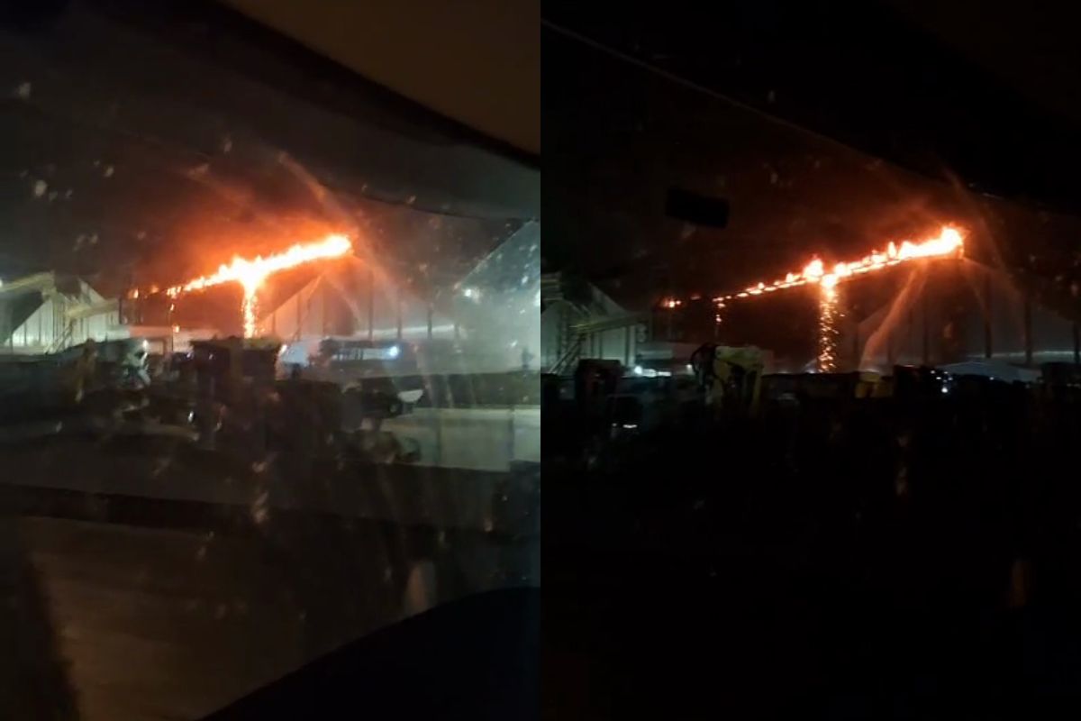 Incêndio atingiu usina de etanol em Sinop. - Foto: Reprodução