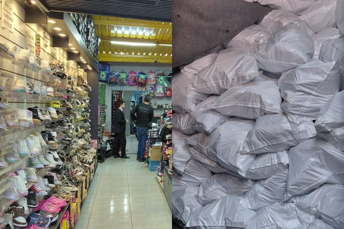 Produtos apreendidos na loja. (Foto: José Aparecido)