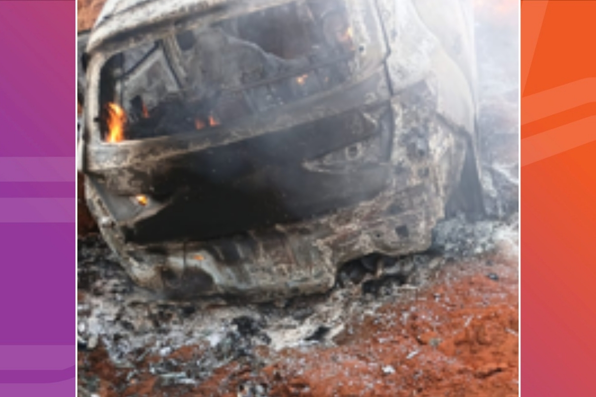 Corpo ainda não identificado foi encontrado carbonizado dentro de carro em Rondonópolis.- Foto: Polícia Militar