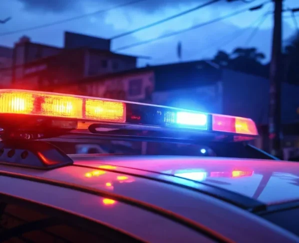 Sirene de viatura policial ao anoitecer