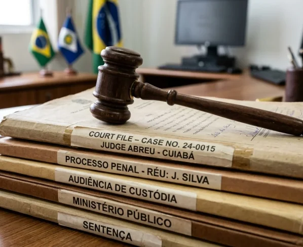 Martelo de juiz em cima de documentação