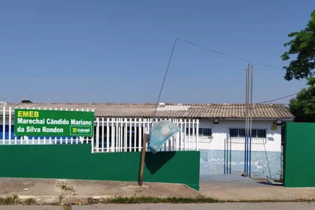 Escola Municipal Marechal Cândido Mariano da Silva Rondon, localizada no bairro Alvorada, em Cuiabá. - Foto: Reprodução