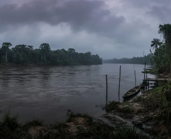 Rio de grande porte com vegetação nas margens em Mato Grosso