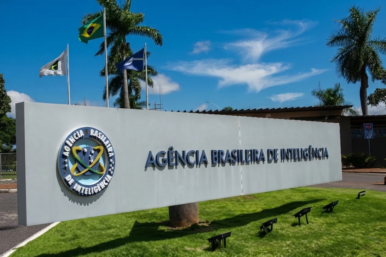 Placa na fachada da ABIN