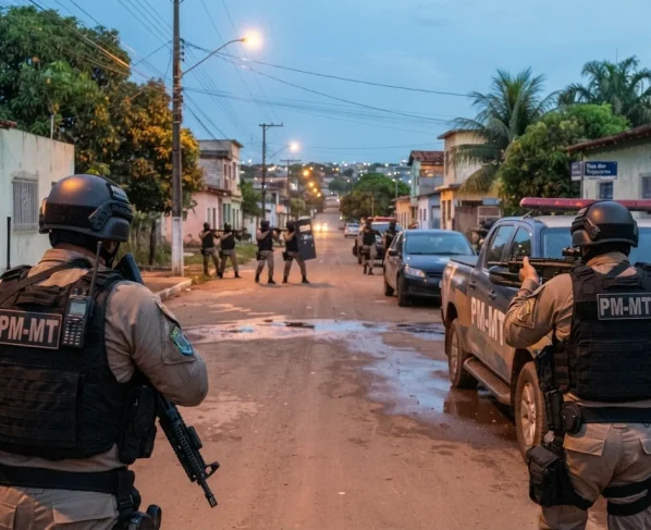 Viaturas da Polícia Militar em operação tática urbana