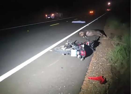 Aline Souza estava na garupa de uma Honda Bros com o companheiro quando ocorreu a colisão.