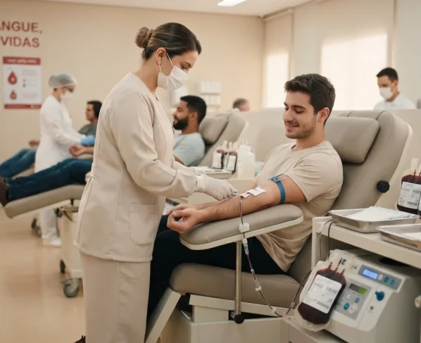 Foto de coleta de sangue para doação