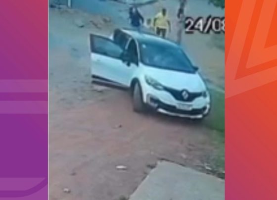 Vídeo mostra menino correndo de duas pessoas antes de ser levado em carro em Cuiabá