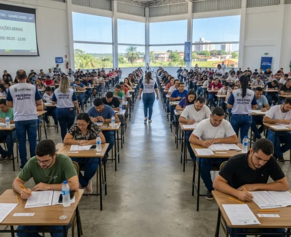essoas fazendo prova de processo seletivo