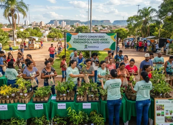 Distribuição de mudas de plantas e árvores em evento comunitário ao ar livre