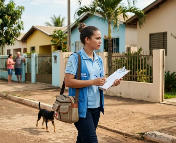 Agente comunitário de saúde em atendimento e trabalho de campo no município de Tapurah.