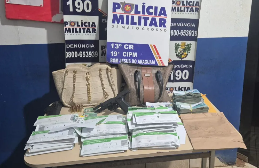 Casal é preso com pistola roubada e R$ 283,7 mil em MT